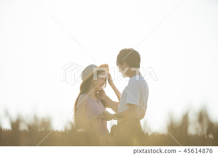 Wheat field and couple portrait 45614876
