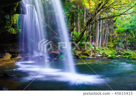 Autumn leaves of Nabegadaki Water curtain [Oguni Town, Aso District, Kumamoto Prefecture] 45615415