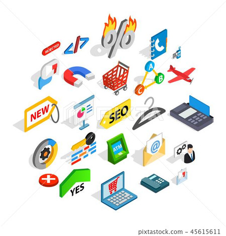 Case icons set, isometric style - Stock Illustration [45615611] - PIXTA