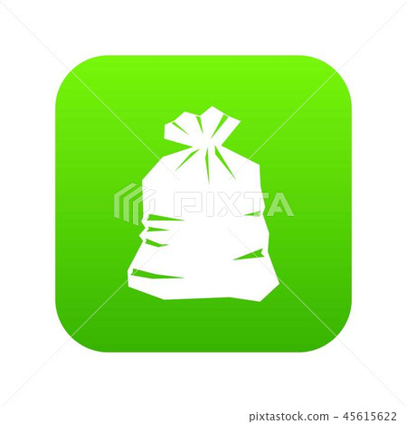Garbage bag icon digital green 45615622