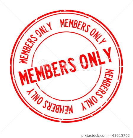 Grunge red members only word round rubber stamp - Stock Illustration