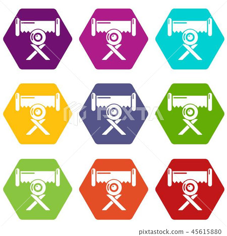 Cutting saw icons set 9 vector 45615880
