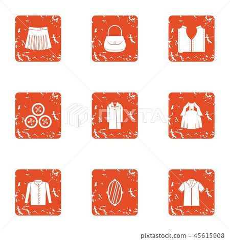 Women situation icons set, grunge style Women situation icons set, grunge style 45615908