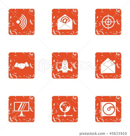 Vital information icons set, grunge style 45615910