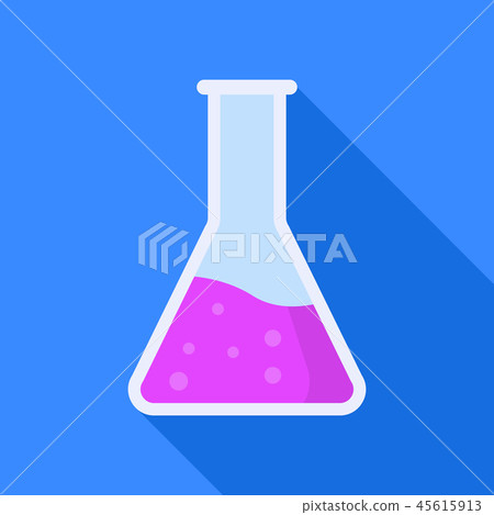 Pink chemistry flask icon, flat style Pink chemistry flask icon, flat style 45615913