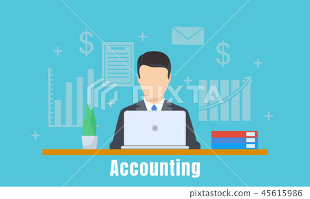 Accounting office man concept background, flat style Accounting office man concept background, flat style 45615986