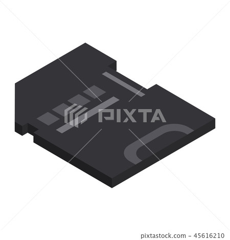 Black sd card icon, isometric style 45616210