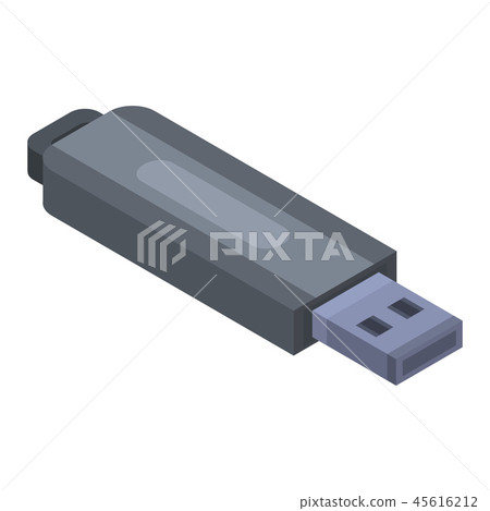 Grey usb flash icon, isometric style 45616212