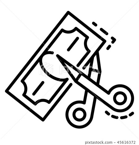 Scissors cut money icon, outline style 45616372