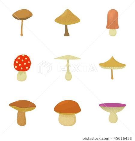Mushroom business icons set, cartoon style Mushroom business icons set, cartoon style 45616438