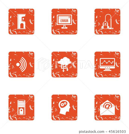Remote mailroom icons set, grunge style 45616503