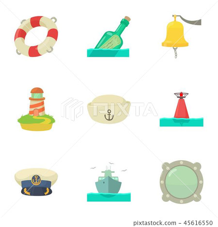 Creek icons set, cartoon style Creek icons set, cartoon style 45616550
