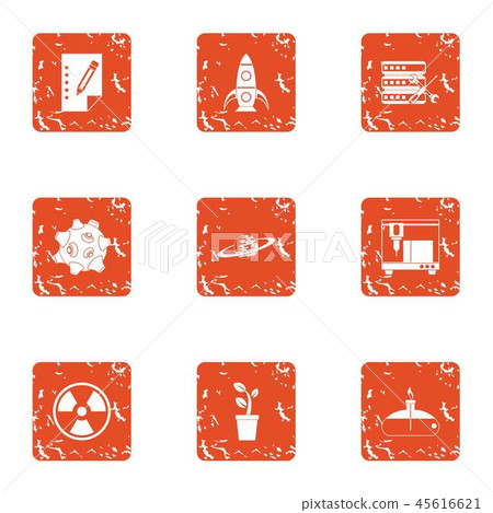 Chemical radiation icons set, grunge style Chemical radiation icons set, grunge style 45616621