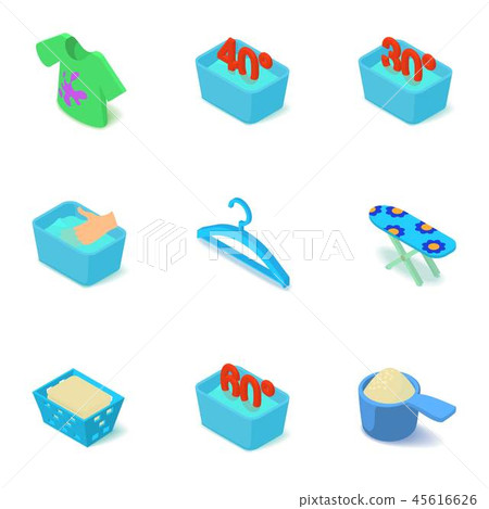 Warm wash icons set, isometric style 45616626