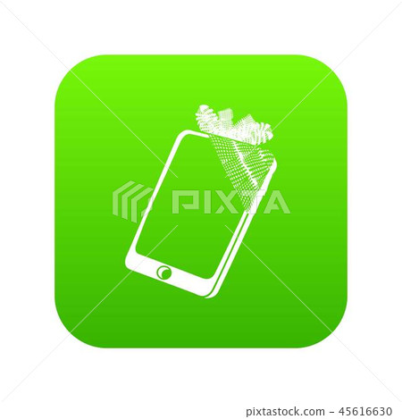 Broken screen smartphone icon green vector Broken screen smartphone icon green vector 45616630