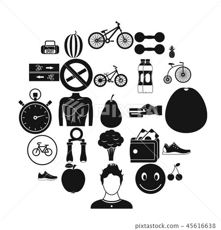 Bicycle tour icons set, simple style Bicycle tour icons set, simple style 45616638