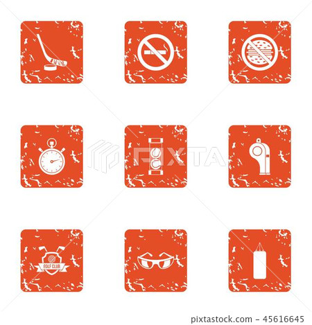 Right living icons set, grunge style Right living icons set, grunge style 45616645