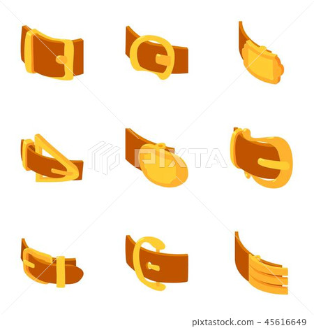Golden buckle icons set, isometric style 45616649