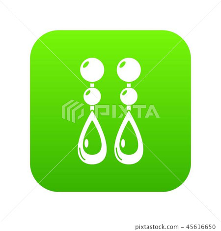 Pearl earrings icon green vector Pearl earrings icon green vector 45616650