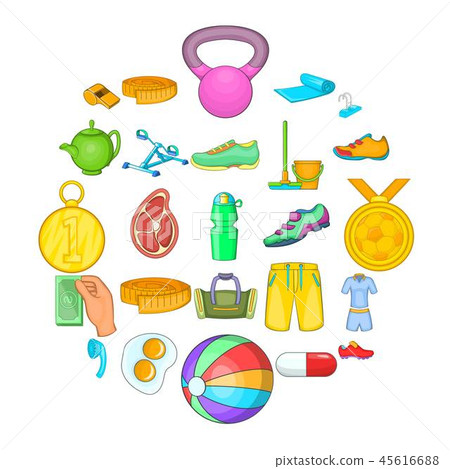 Healthy man icons set, cartoon style 45616688