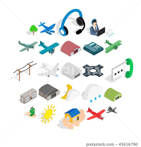 Landing icons set, isometric style Landing icons set, isometric style 45616790
