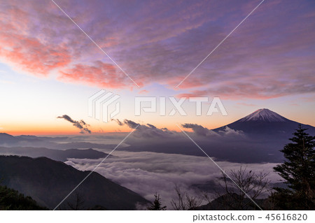 從Shindoen的雲海中的富士山 45616820