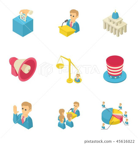 Debate icons set, isometric style Debate icons set, isometric style 45616822