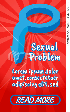 Sexual problem concept banner, comics isometric style 45616836