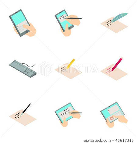 Digital signature icons set, cartoon style Digital signature icons set, cartoon style 45617315