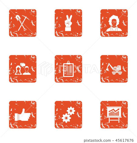 Workflow process icons set, grunge style 45617676