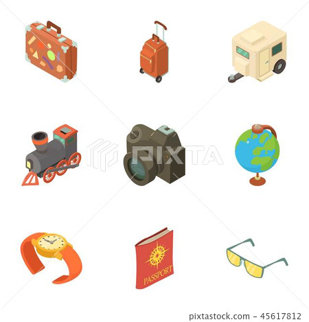 Passport check icons set, isometric style 45617812