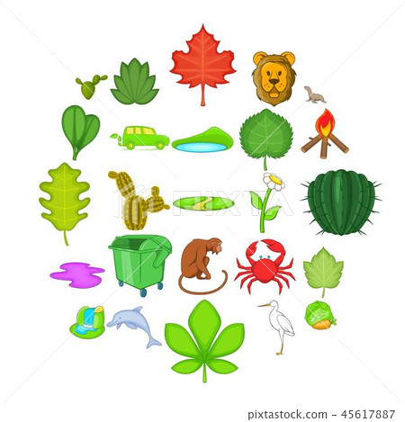 Ecology sustain icons set, cartoon style 45617887