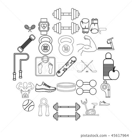 Racetrack icons set, outline style 45617964