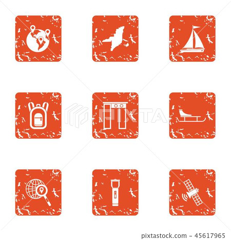Pleasure craft icons set, grunge style 45617965