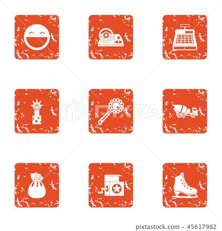 Suddenness icons set, grunge style Suddenness icons set, grunge style 45617982