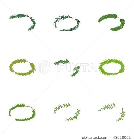 Green award icons set, cartoon style 45618061