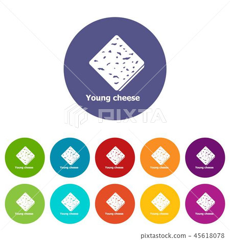 Young cheese icons set vector color Young cheese icons set vector color 45618078