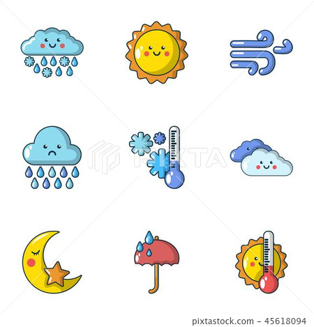 Meteorological data icons set, cartoon style Meteorological data icons set, cartoon style 45618094