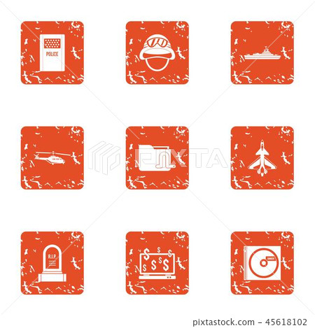 Expensive funeral icons set, grunge style 45618102