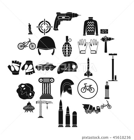 Casque icons set, simple style Casque icons set, simple style 45618236