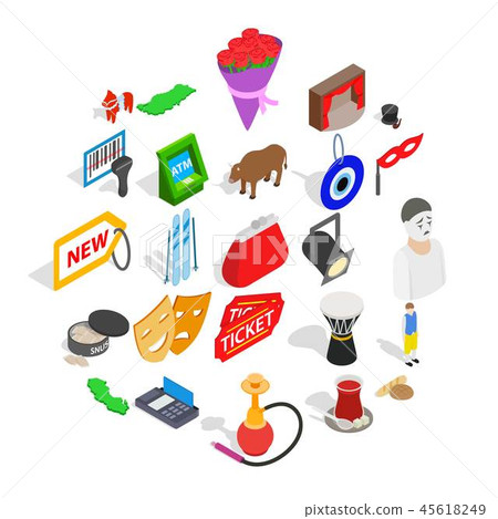 Western culture icons set, isometric style 45618249