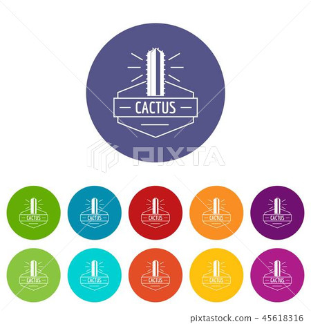 Mexico cactus icons set vector color 45618316