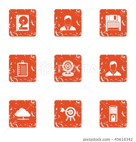 Data volume icons set, grunge style 45618342