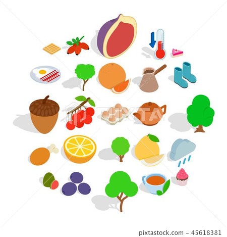 Establishment icons set, isometric style 45618381