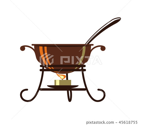 Cauldron for mulled wine isolated icon 45618755