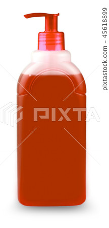 Red  bottle of shampoo on white 45618899