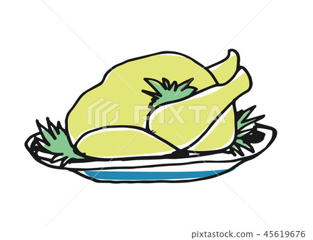 Grilled chicken on plate hand drawn icon Grilled chicken on plate hand drawn icon 45619676