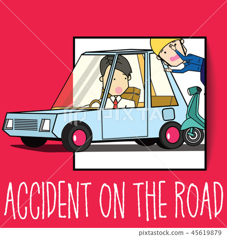 Motorbike hit private car. With panic. Motorbike hit private car. With panic. 45619879