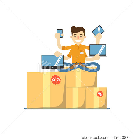 Seller man with electronic gadgets 45620874