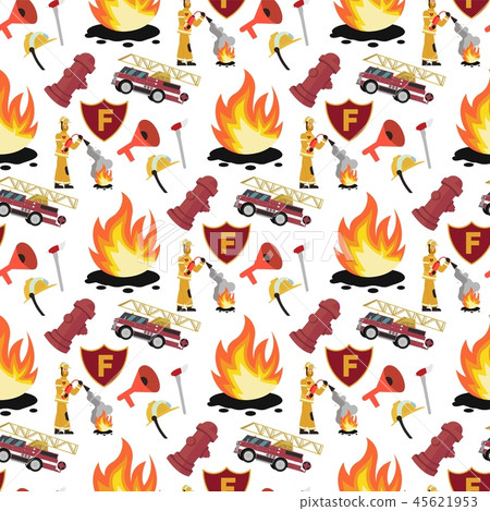 Vector image Pattern Firefighter and Fire Truck Vector image Pattern Firefighter and Fire Truck 45621953